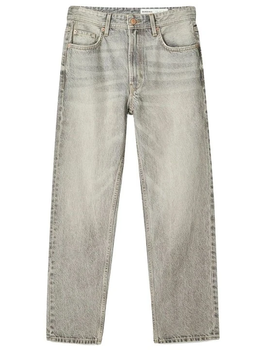 Zdjęcie produktu Jeansy Straight Leg Bershka ciemnoszary melanż
