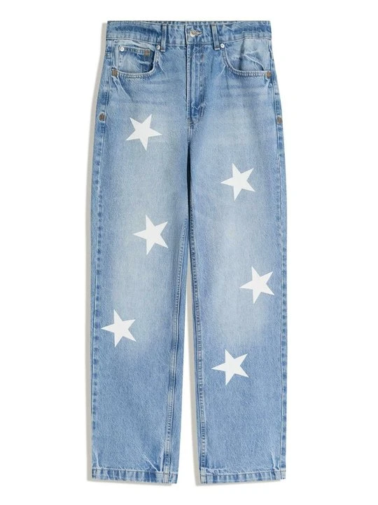 Zdjęcie produktu Jeansy Straight Leg Bershka jasnoniebieski denim