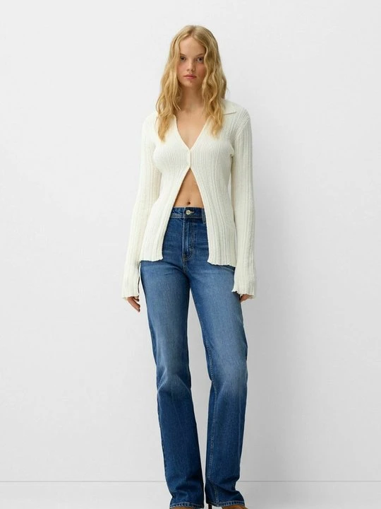 Zdjęcie produktu Jeansy Straight Leg Bershka granatowy