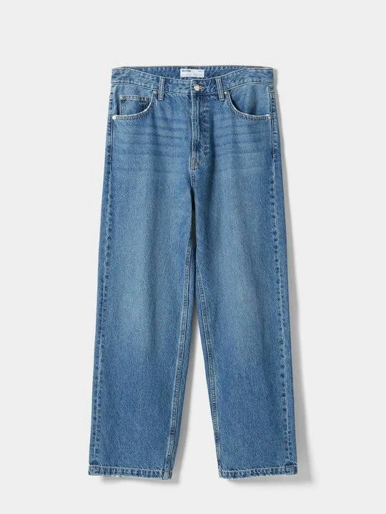 Zdjęcie produktu Jeansy Straight Leg Bershka granatowy