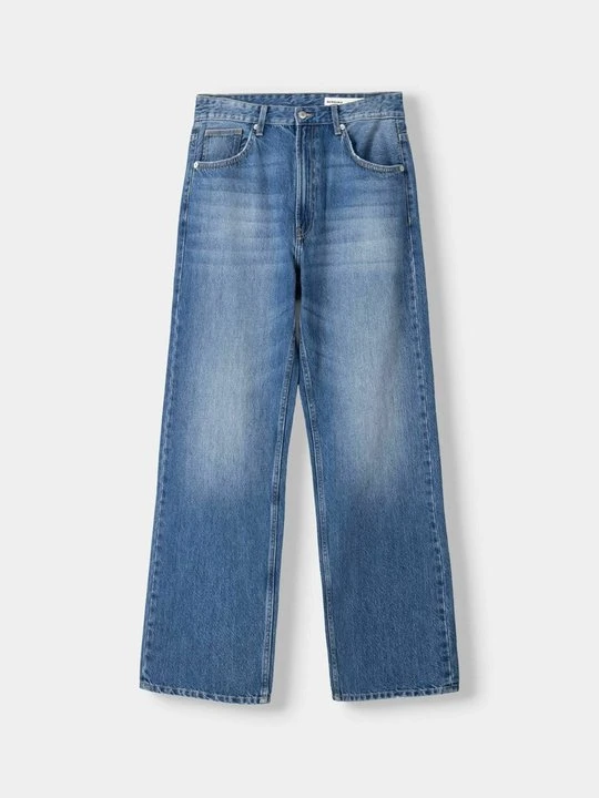 Zdjęcie produktu Jeansy Straight Leg Bershka granatowy