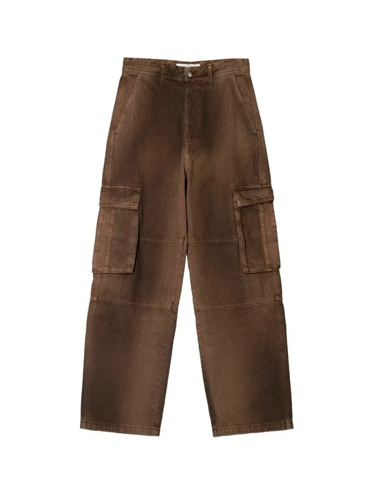 Zdjęcie produktu Jeansy Straight Leg Bershka ciemnobrązowy