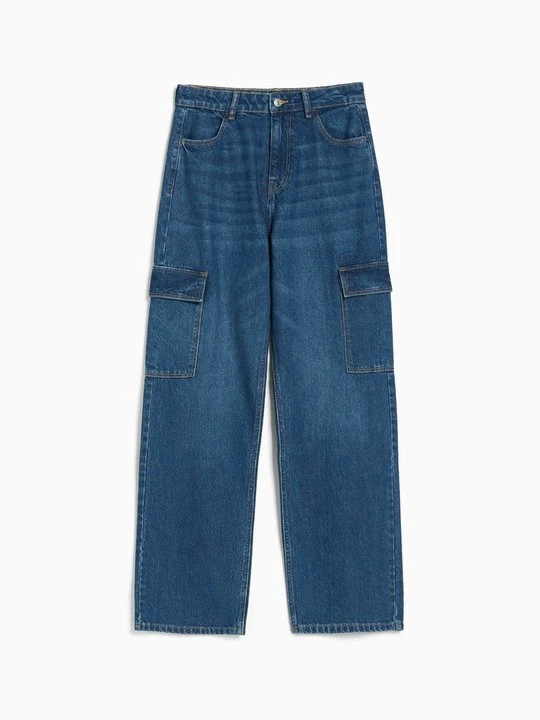 Zdjęcie produktu Jeansy Straight Leg Bershka granatowy