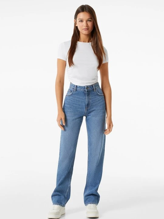 Zdjęcie produktu Jeansy Straight Leg Bershka granatowy