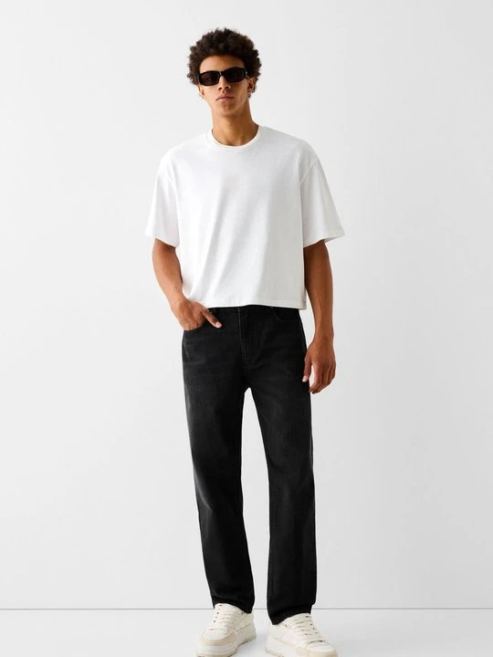 Zdjęcie produktu Jeansy Straight Leg Bershka czarny