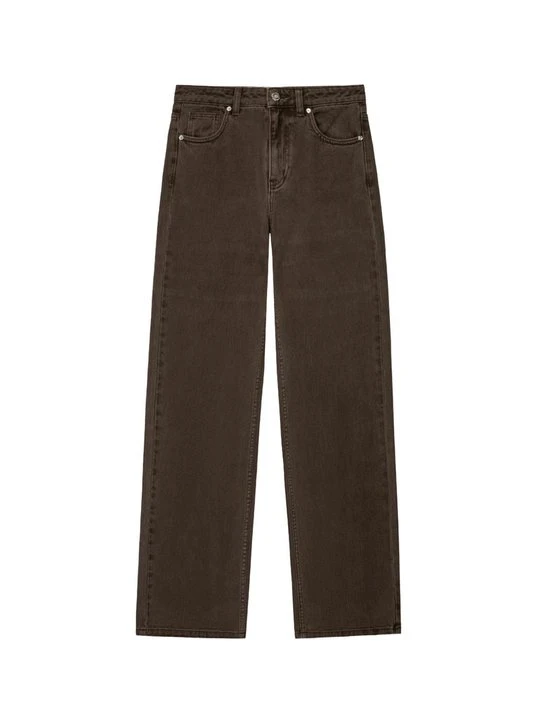 Zdjęcie produktu Jeansy Straight Leg Bershka ciemnobrązowy