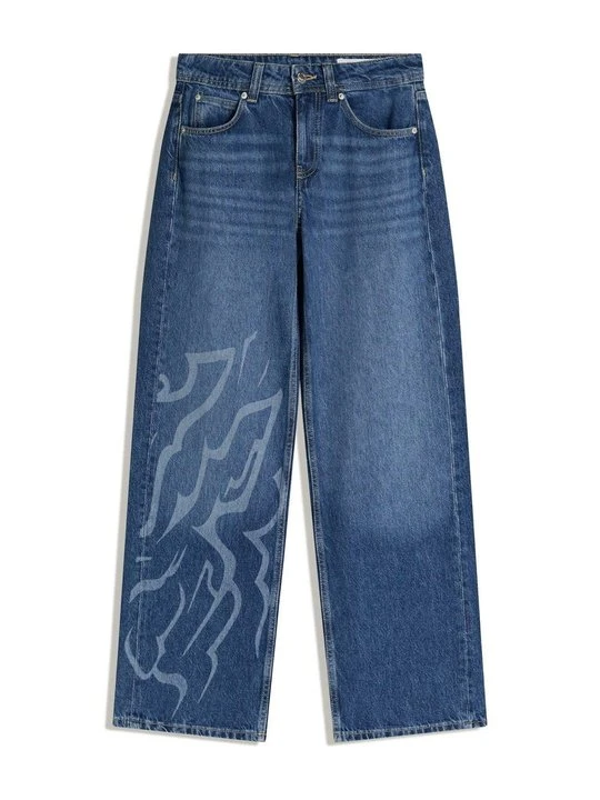 Zdjęcie produktu Jeansy Straight Leg Bershka granatowy