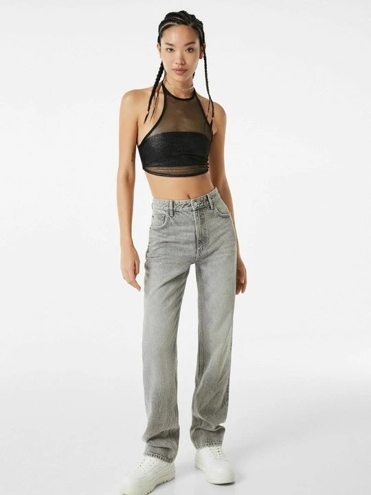 Zdjęcie produktu Jeansy Straight Leg Bershka szary