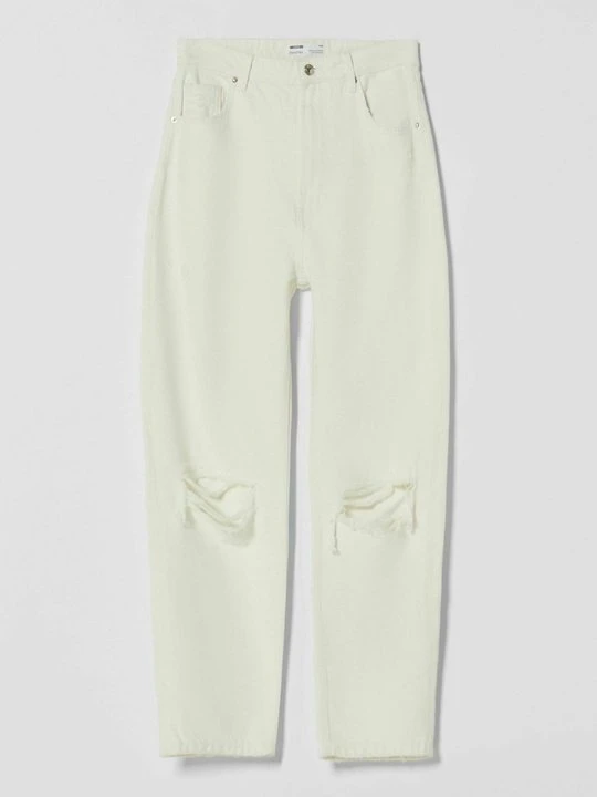 Zdjęcie produktu Jeansy Straight Leg Bershka biały