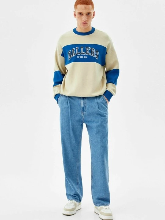 Zdjęcie produktu Jeansy Straight Leg Bershka jasnoniebieski denim