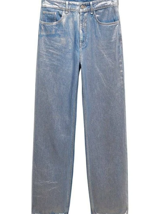 Zdjęcie produktu Jeansy Straight Leg Mango srebrny