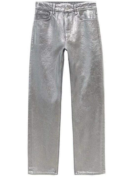 Zdjęcie produktu Jeansy Straight Leg Mango srebrny