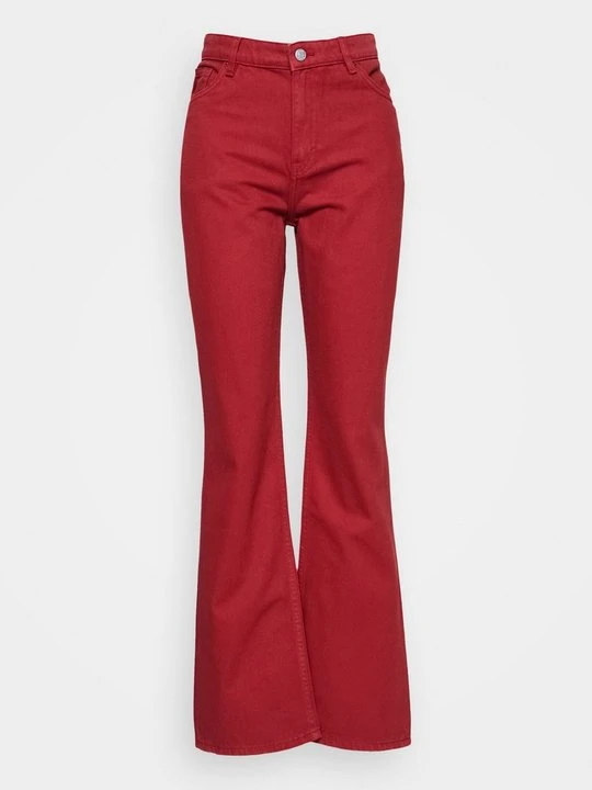 Zdjęcie produktu Jeansy Straight Leg Monki ciemnoczerwony