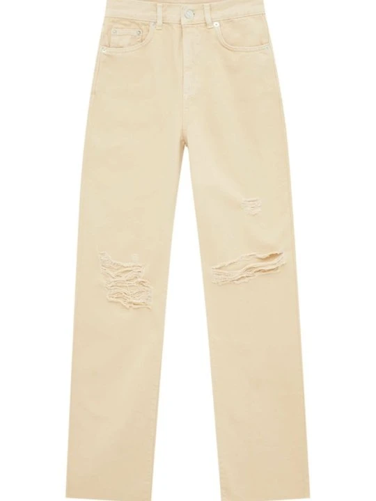 Zdjęcie produktu Jeansy Straight Leg PULL&BEAR beżowy melanż