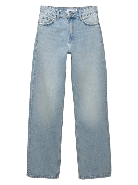 Zdjęcie produktu Jeansy Straight Leg PULL&BEAR jasnoniebieski denim