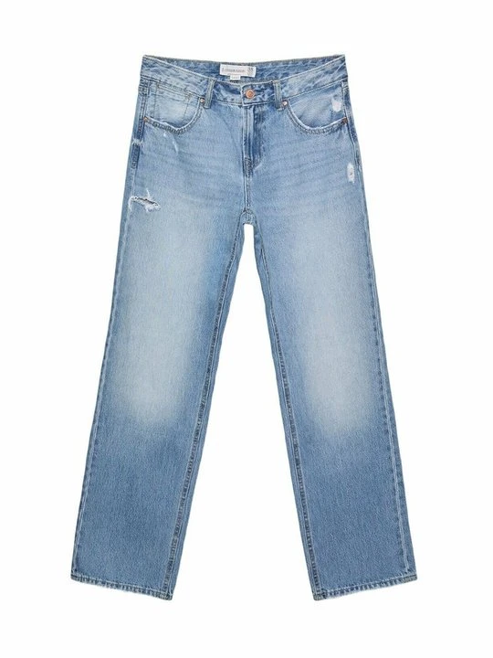 Zdjęcie produktu Jeansy Straight Leg Stradivarius jasnoniebieski melanż