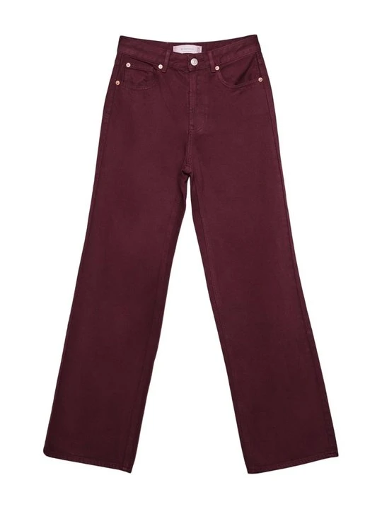 Zdjęcie produktu Jeansy Straight Leg Stradivarius bordowy