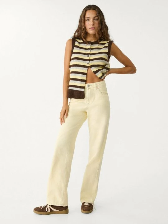 Zdjęcie produktu Jeansy Straight Leg Stradivarius jasnożółty