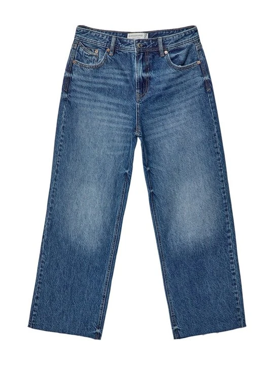 Zdjęcie produktu Jeansy Straight Leg Stradivarius błękit królewski