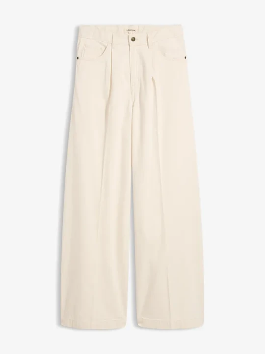Zdjęcie produktu Jeansy super wide leg palazzo, mid waist BonPrix beżowy