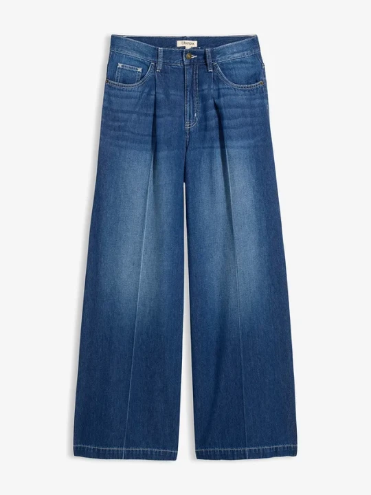 Zdjęcie produktu Jeansy super wide leg palazzo, mid waist BonPrix niebieski