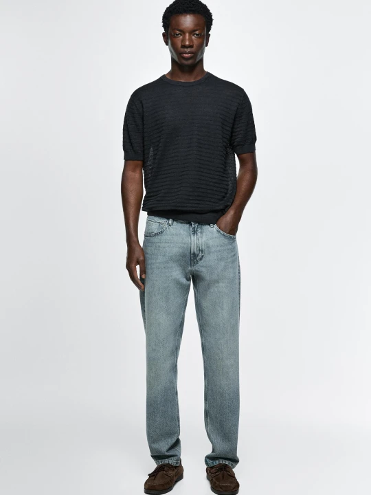 Zdjęcie produktu Jeansy Tapered Fit Stone Wash - Niebieski - Massimo Dutti - Male