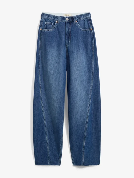 Zdjęcie produktu Jeansy typu ballon, high waist, super soft BonPrix niebieski