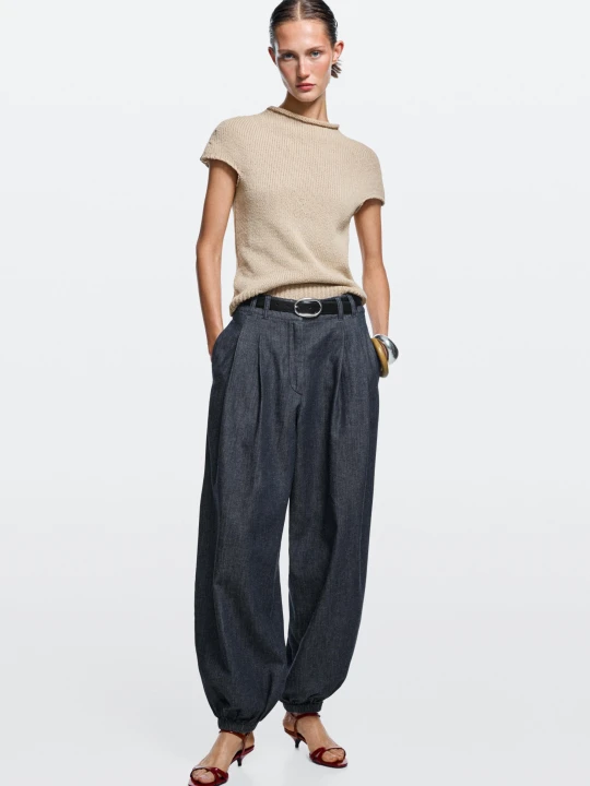 Zdjęcie produktu Jeansy Typu Balloon Fit - Ciemnoniebieski - Massimo Dutti - Female