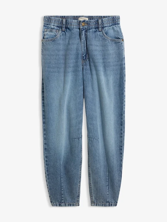 Zdjęcie produktu Jeansy typu barrel, cropped BonPrix niebieski