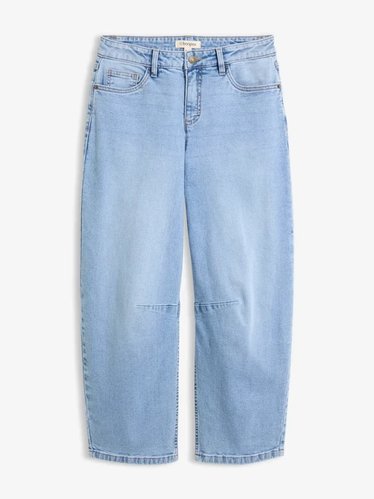 Zdjęcie produktu Jeansy typu barrel, mid waist BonPrix niebieski