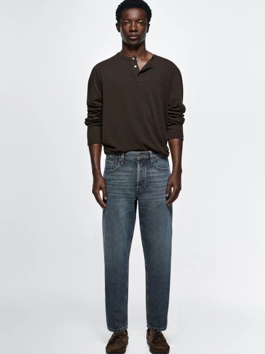Zdjęcie produktu Jeansy Typu Slim Cropped - Średni Niebieski - Massimo Dutti - Male