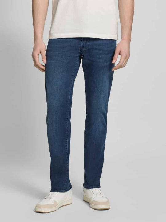 Zdjęcie produktu Jeansy w kroju regular fit z efektem znoszenia model 'Lyon' Pierre Cardin Ciemnoniebieski