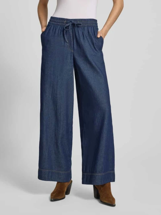 Zdjęcie produktu Jeansy w kroju wide fit z elastycznym pasem Model 'Archer' Ichi Ciemnoniebieski