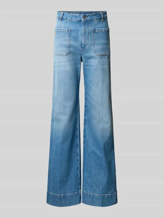 Zdjęcie produktu Jeansy w kroju z wysokim stanem i szerokimi nogawkami z kieszeniami po bokach Victoria Beckham Jeansowy niebieski
