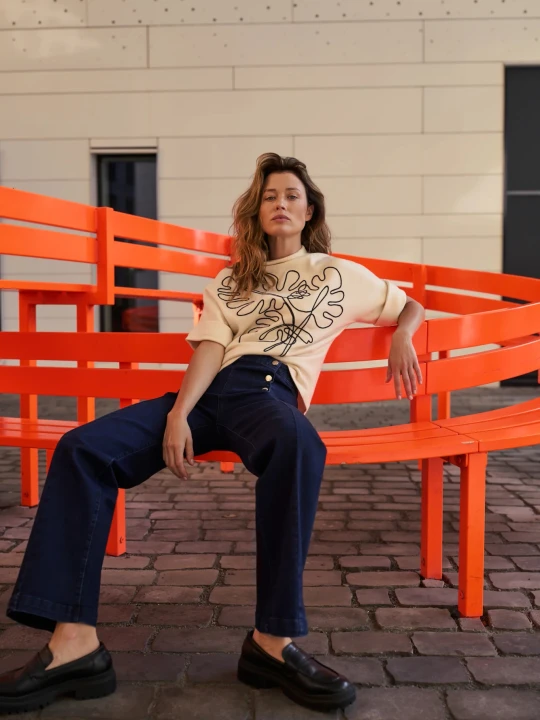 Zdjęcie produktu Jeansy wide leg granatowe Moodo