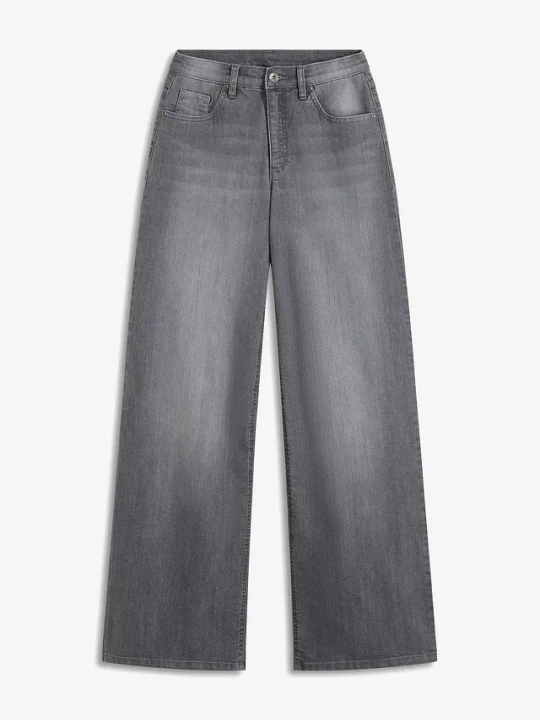 Zdjęcie produktu Jeansy wide leg, high waist BonPrix szary