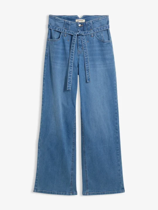 Zdjęcie produktu Jeansy wide leg, high waist, z bawełny organicznej BonPrix niebieski
