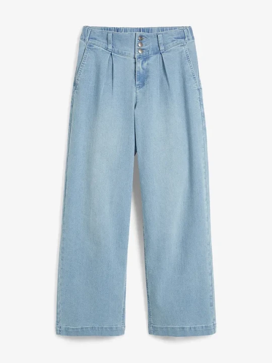Zdjęcie produktu Jeansy wide leg, high waist z wygodną talią BonPrix niebieski