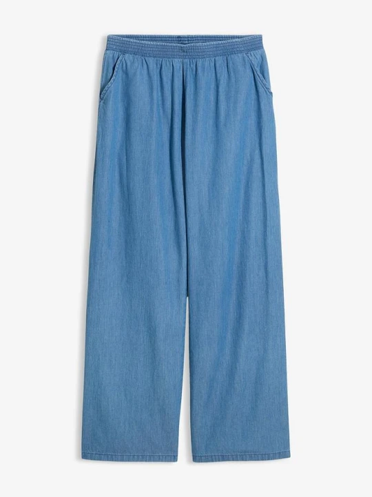 Zdjęcie produktu Jeansy wide leg, mid waist, z czystej bawełny organicznej BonPrix niebieski