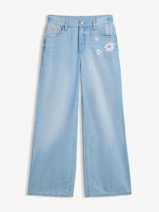 Zdjęcie produktu Jeansy wide leg, średni stan BonPrix niebieski
