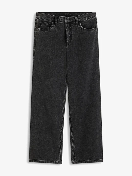 Zdjęcie produktu Jeansy wide leg, średni stan BonPrix czarny