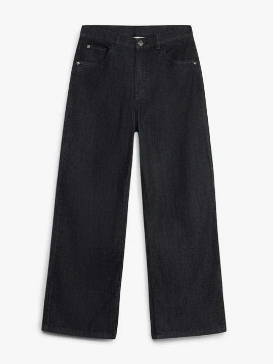 Zdjęcie produktu Jeansy wide leg, średni stan BonPrix czarny