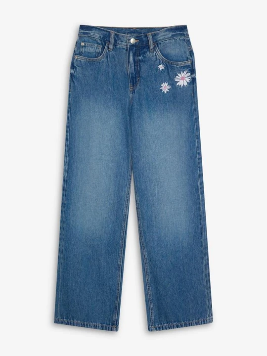 Zdjęcie produktu Jeansy wide leg, średni stan BonPrix niebieski