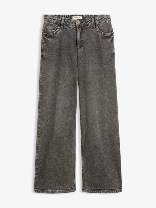 Zdjęcie produktu Jeansy wide leg, średni stan BonPrix szary