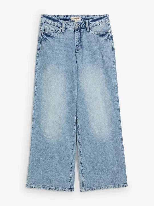 Zdjęcie produktu Jeansy wide leg, średni stan niewielką domieszką stretchu BonPrix niebieski