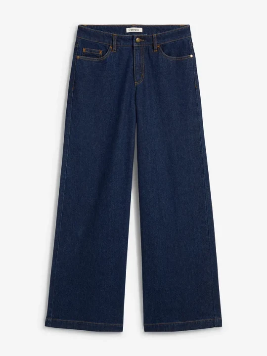 Zdjęcie produktu Jeansy wide leg, średni stan, pełna długość BonPrix niebieski