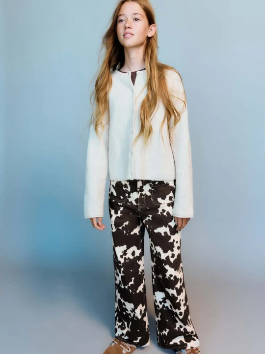 Zdjęcie produktu Jeansy wide leg w krowie łaty brązowy - Dzieci - MANGO KIDS