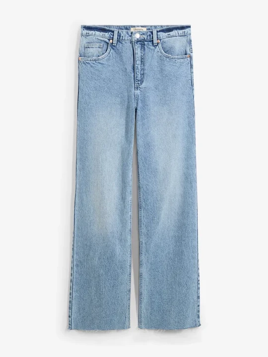 Zdjęcie produktu Jeansy wide leg, wysoki stan BonPrix niebieski