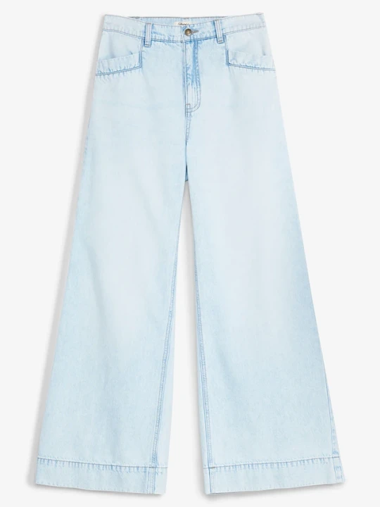 Zdjęcie produktu Jeansy wide leg, wysoki stan BonPrix niebieski