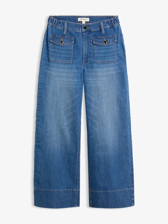 Zdjęcie produktu Jeansy wide leg, wysoki stan BonPrix niebieski